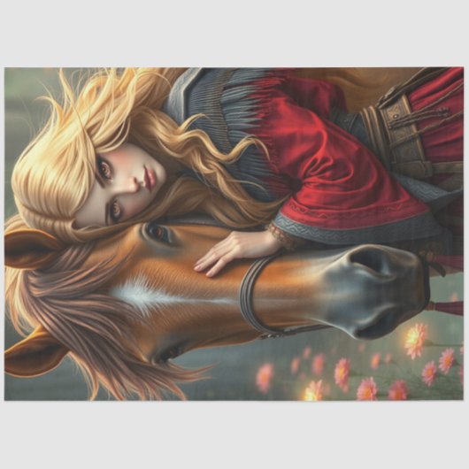 Fantasie von Pferd und Begleiter Seidenpapier (Vorderseite)