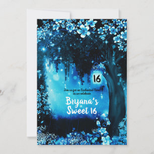Fantasie-Wald Verzauberter blauer Wald Sweet 16 Einladung