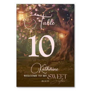 Fantasie-Wald Verzauberter Wald Leuchten Sweet 16 Tischnummer