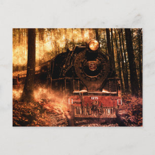 Fantasie-Wald-Zug-Postkarte Postkarte