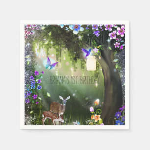 Fantasie-Waldtiere verzauberte Party Serviette