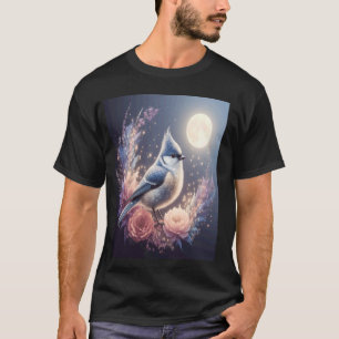 Fantasie-Wasserfarbe Haubenmeise Vogel-Enthusiast T-Shirt