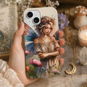 Fantasie-Wasserfarben-Fee mit personalisiertem Nam iPhone 15 Hülle