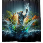 Fantasie-Wasserfarben-Tiger Duschvorhang (Vorderseite)