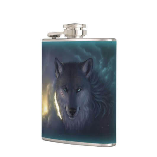 Fantasie-Wolf-Flasche Flachmann (Links)