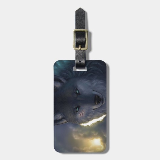Fantasie-Wolf Gepäckanhänger (Vorderseite vertikal)