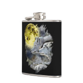Fantasie-Wolf-Mond-Berg Flachmann (Links)