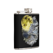 Fantasie-Wolf-Mond-Berg Flachmann (Rechts)