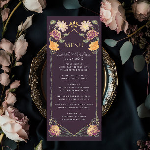 Fantasie-Zauberhafter Blumengarten-Hochzeit Menükarte