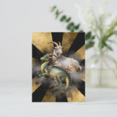 Fantasie Ziege und Drache Postkarte (Stehend Vorderseite)