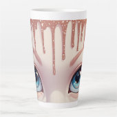 Fantasieblaue Augen mit Tröpfchen Milchtasse (Vorderseite)