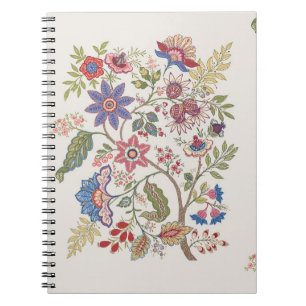 Fantasieblumen im retro, vintage, jakobinischen St Notizblock
