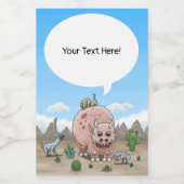 Fantasiedinosaurier in der Wüste Lebensmitteletikett (Einzelnes Label)