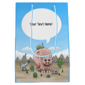 Fantasiedinosaurier in der Wüste Mittlere Geschenktüte (Rückseite)