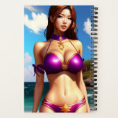 Fantasiefrau im lila Bikini-Notebook Notizblock (Rückseite)