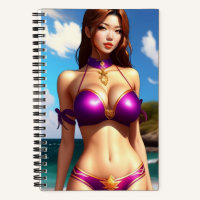 Fantasiefrau im lila Bikini-Notebook