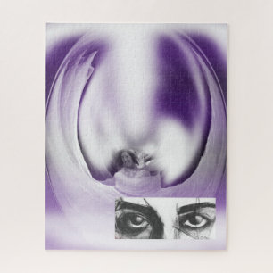 Fantasiefrau und Augen lila Kunst Puzzle