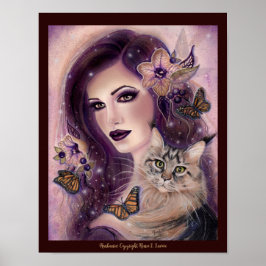 Fantasiefrauen mit Katze von Renee Lavoie Poster
