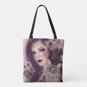 Fantasiefrauen mit Katze von Renee Lavoie Tasche (Rückseite)