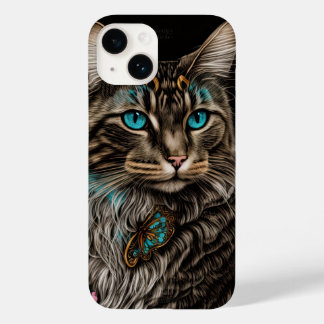 Fantasiekatze mit Blume und Schmetterlingen KI Kun Case-Mate iPhone 14 Hülle