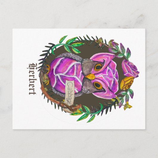 Fantasiekeule - niedliche Eule Postkarte (Vorderseite)