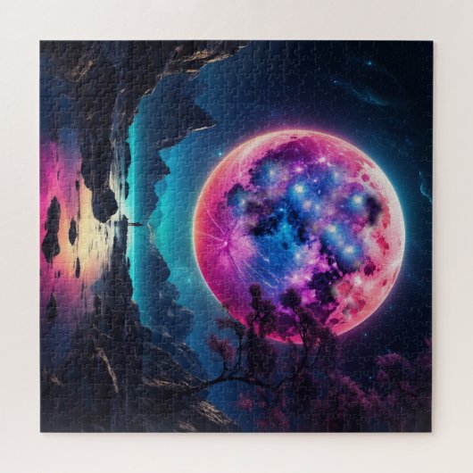 Fantasielandschaft mit Riesenmond Puzzle (Horizontal)