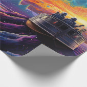 Fantasielandschaft mit Schiff und Planeten Geschenkpapier (Ecke)