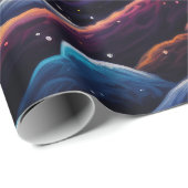 Fantasielandschaft mit Schiff und Planeten Geschenkpapier (Rolleneckpunkt)