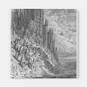 Fantasielandschaft mit Stadt und Schloss Magnet