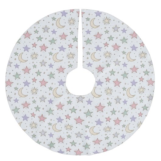 Fantasiemond-Sternenmuster Polyester Weihnachtsbaumdecke (Vorderseite)