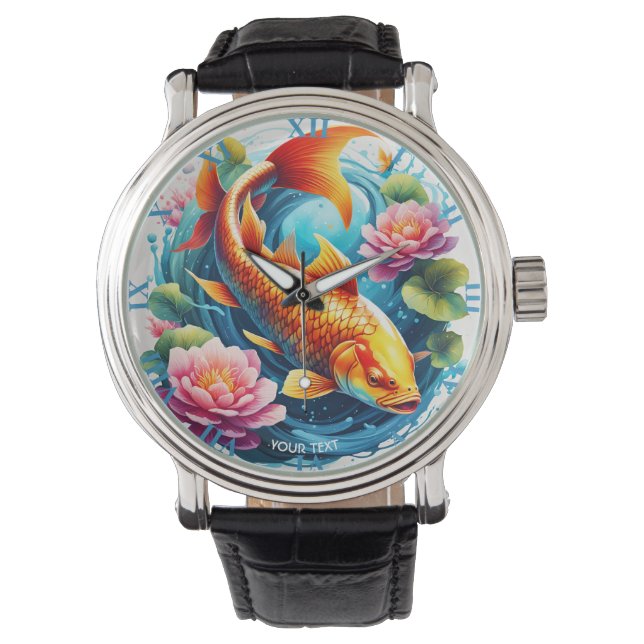 FantasieNiedliche Blume des lebhaften Fischmeers Armbanduhr (Vorderseite)