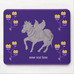 Fantasiepferd und Blume Mousepad valentinisches Ge