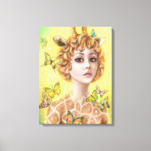 Fantasieportrait Frau Giraffe Leinwanddruck