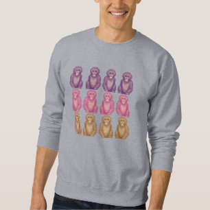 Fantasiereiche Pixel-Style-farbige Affen Sweatshirt