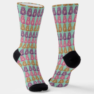Fantasiereicher Pixelstil Bunte Affen Socken