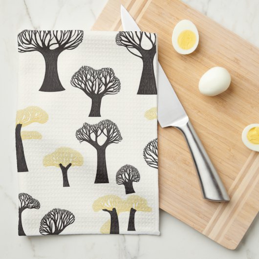 Fantasiereiches Baobab-Baum-Muster Geschirrtuch (Viertel Falte)