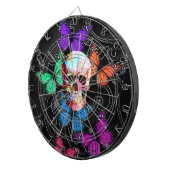 Fantasieschädel und farbige Schmetterlinge Dartscheibe (Vorderseite rechts)