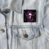 Fantasieschädel- und -Pinkschmetterlinge Button (Beispiel)