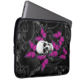 Fantasieschädel- und -Pinkschmetterlinge Laptopschutzhülle (Vorne Rechts)