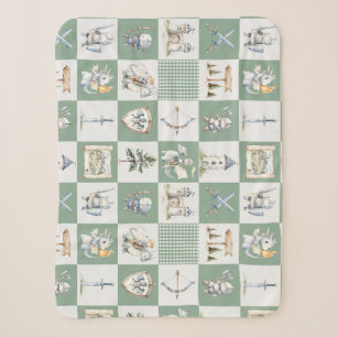 Fantasieschloss mit Drachen und Rittern Baby Junge Sherpadecke