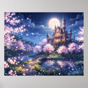 Fantasiestadt und Schloss Poster
