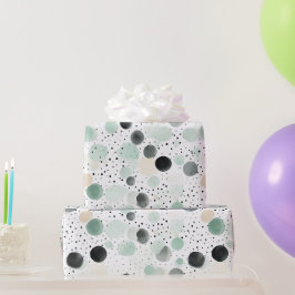 Fantasievoll Mint Schwarze Creme Punkte Geburtstag Geschenkpapier
