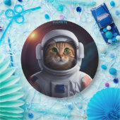 Fantasievoll Niedliche Katze im Astronautenraum Pappteller (Party)