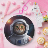 Fantasievoll Niedliche Katze im Astronautenraum Pappteller (Party)