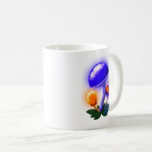 Fantasievoll weiß tapperling Orange & Blue Pilz Kaffeetasse (VorderseiteRechts)