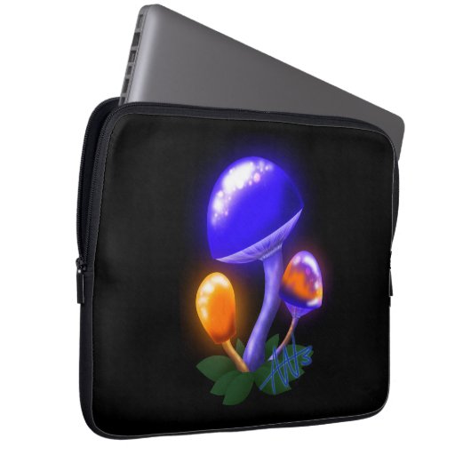 Fantasievoll weiß tapperling Orange & Blue Pilz Laptopschutzhülle (Vorne Rechts)