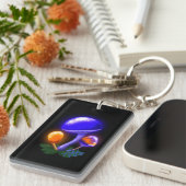 Fantasievoll weiß tapperling Orange & Blue Pilz Schlüsselanhänger (Vorderseite rechts)