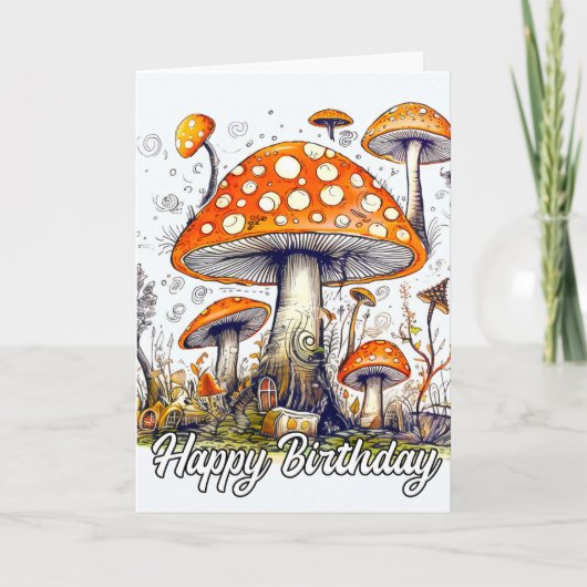 Fantasievoll Zeichnend Wald-Pilz Karte (Vorderseite)
