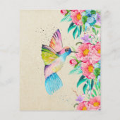 Fantasievolle Aquarell-Kolibris und Blumen Flyer (Hinten)