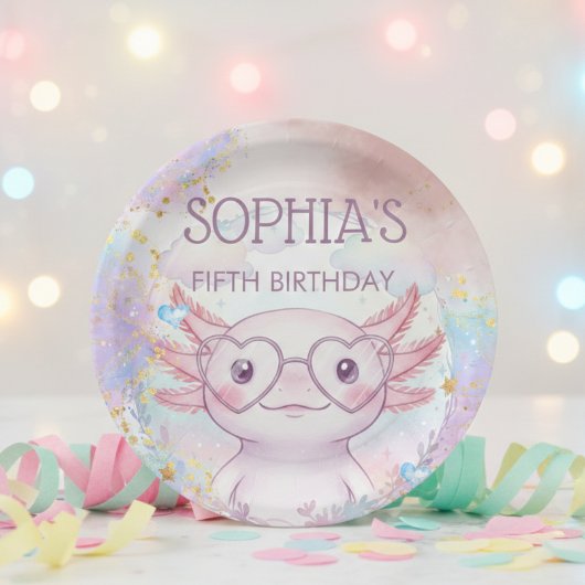 Fantasievolle Axolotl-Kinder-Geburtstag Pappteller